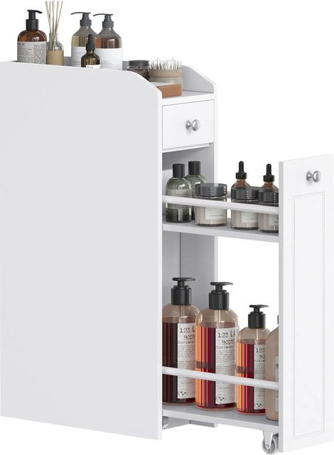 Songmics Badezimmerschrank Siren in Weiß mit 2 Schubladen aus MDF-Platten, B/T/H: 70 x 40 x 18 cm - Bild 1