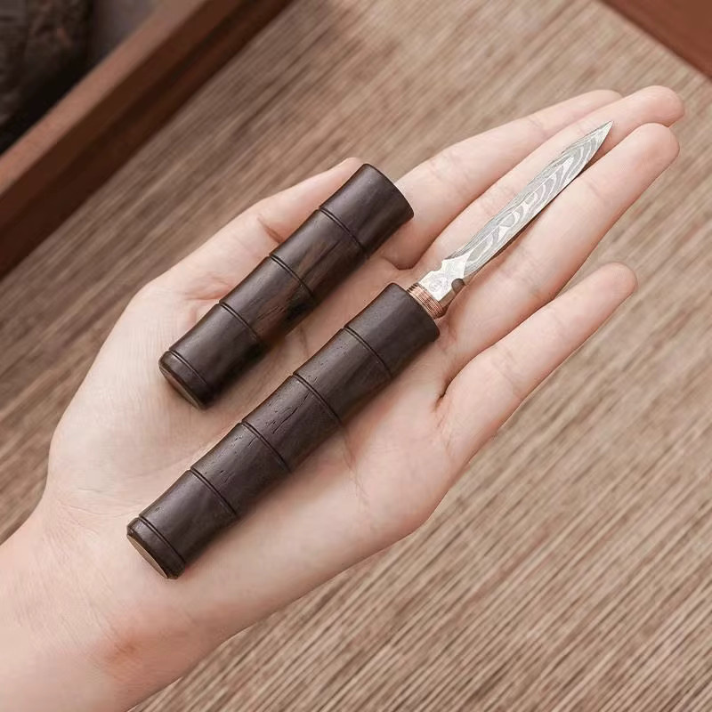 Ebenholz-Damast-Teemesser aus Massivholz in Braun für dein Kung-Fu-Tee-Set und Pu'er-Tee - Bild 2