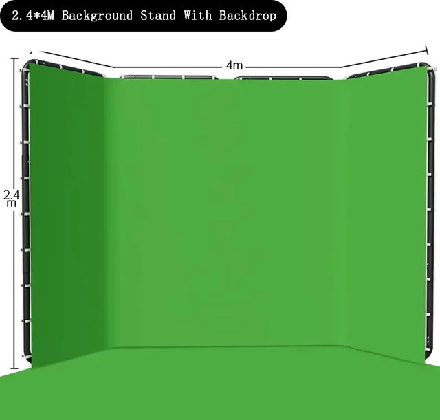 SH Fotohintergrund-Set mit Hintergrundständer in Grau und Grün, Maße: B: 240 cm, H: 400 cm, Hintergrundbildschirm: 2,35 x 3,6 m - Bild 1