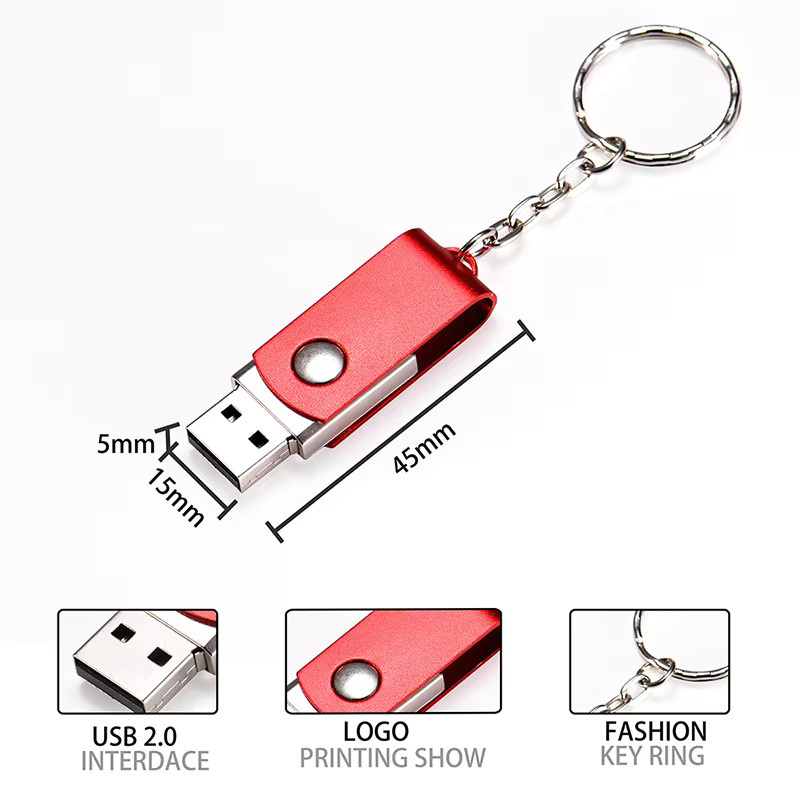 JASTER Mini-Schlüssel USB-Stick aus Metall mit USB-A Anschluss in Rot - Bild 2