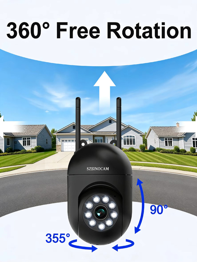 SZSINOCAM 2er Set WLAN IP-Kamera mit 3MP HD Auflösung, PTZ-Funktion, 4-fach Zoom, Nachtsicht in Farbe, Tracking und Zwei-Wege-Audio, Schwarz - Bild 7