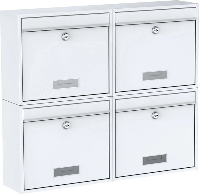 BASI Briefkasten Set Basi 4x BK 900 aus Stahl in Weiß - Bild 1