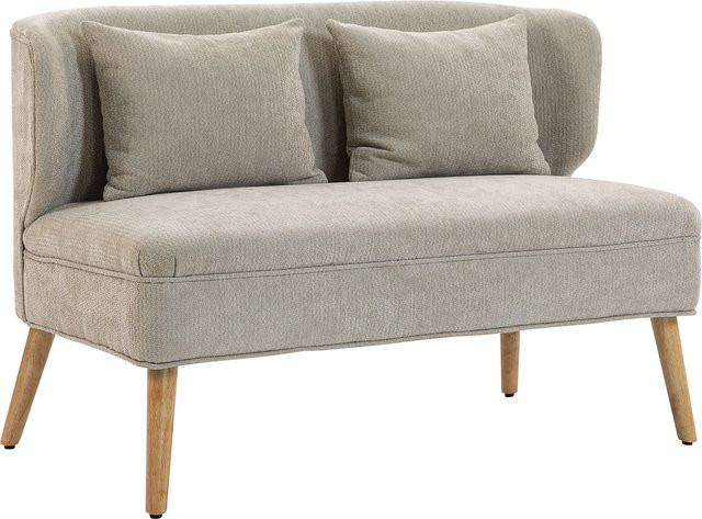 HOMCOM 2-Sitzer Polstersofa mit Flügelrücken und 2 Wurfkissen, modernes Doppelsofa mit Holzbeinen für kleine Räume, Beige, Breite: 117 cm - Bild 1