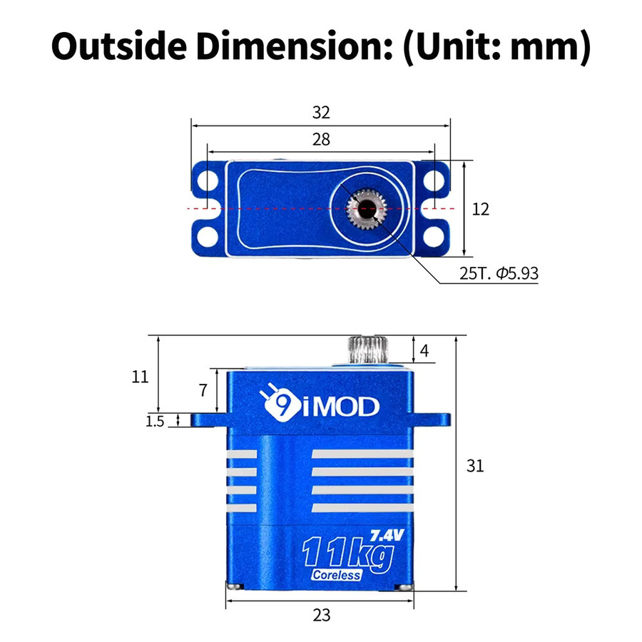 9IMOD Mini RC Digital Servo, Zubehör, Metall - Bild 4