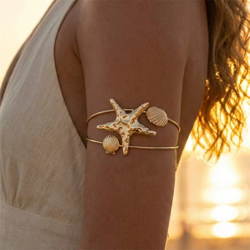 RINHOO FRIENDSHIP Armreif, Goldfarben, Seestern, Muschel, Damen - Bild 2