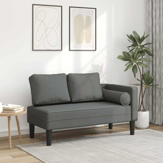 vidaXL Chaiselongue modern mit Kissen in Dunkelgrau aus Stoff, B/T/H: 116,5 x 62,0 x 57,5 cm - Bild 2