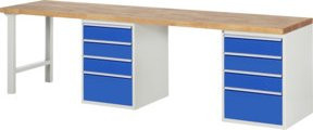 Rau Werkbank 7510A8 mit 20 Schubladen in Braun, B/T/H: 300 x 70 x 89 cm - Bild 1
