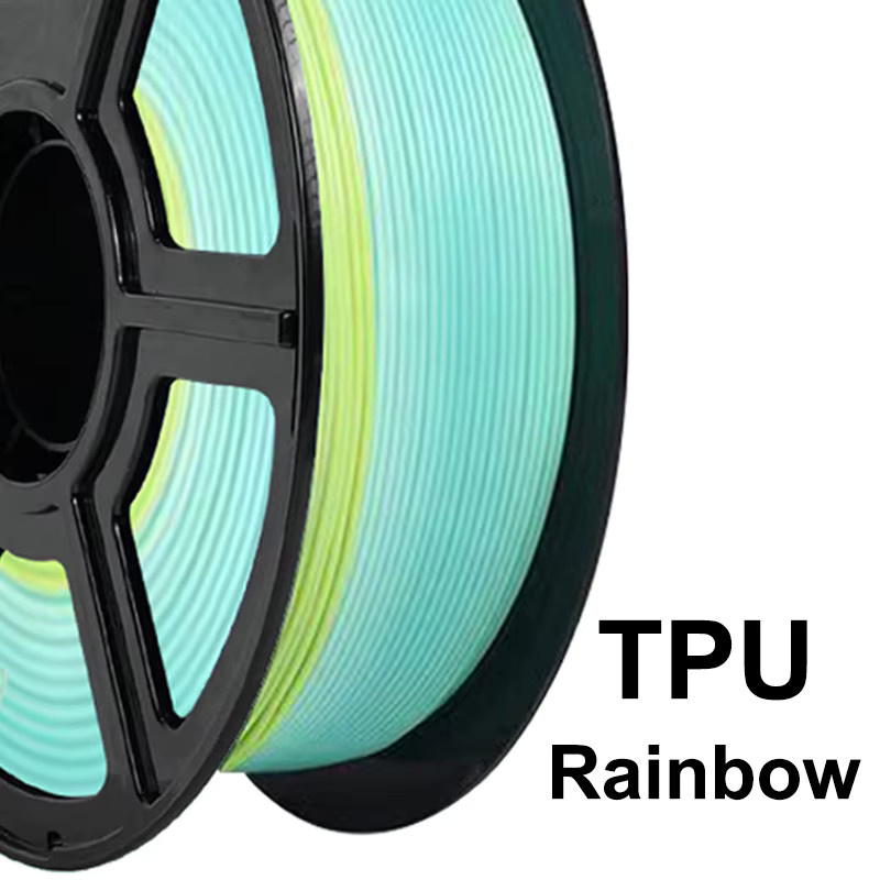 FlexMaterials TPU Regenbogen Filament 1,75 mm für 3D-Drucker, Farbe: Multicolour Grün, 1 kg - Bild 1