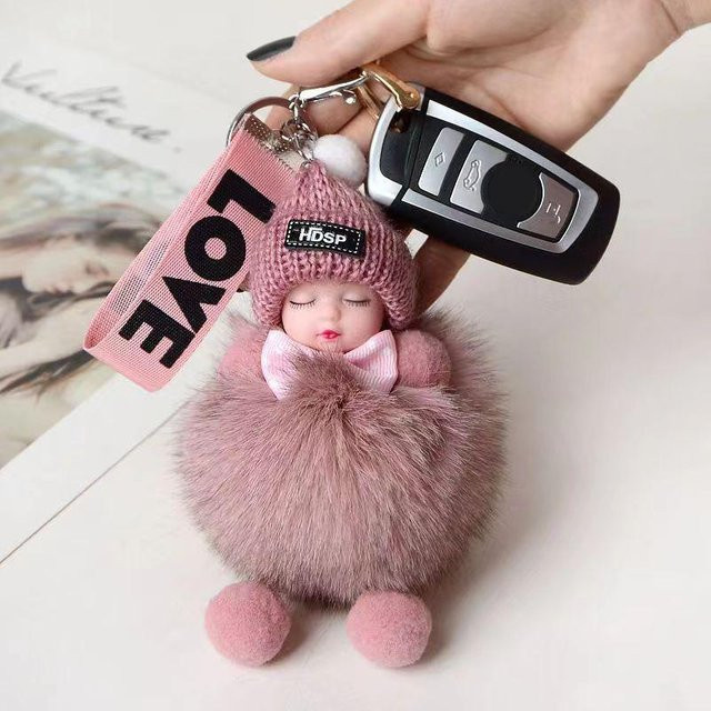 Linyi toy Baby Schlüsselanhänger, Plüschpuppe, rosa - Bild 1