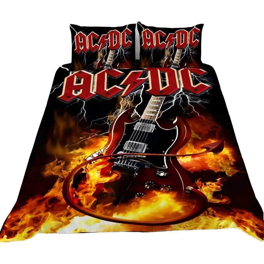 ZJMZF AC/DC Rock Band Bettwäsche-Set mit Motiv, Farbe: Schwarz, B/H: 135 x 200 cm - Bild 2