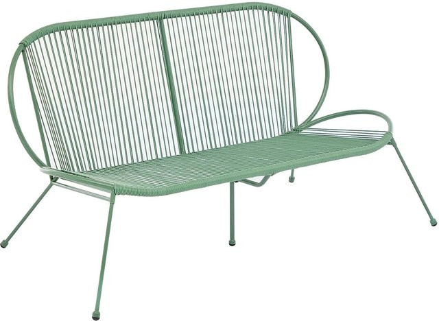 Gartenbank Nikao von Vente-unique in Khaki aus Metall und geflochtenem Kunstharz, Breite: 147 cm - Bild 1