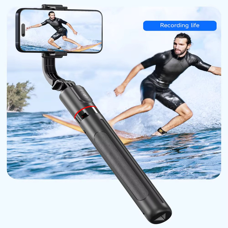 FANGTUOSI Selfie-Stick-Stativ mit Bluetooth-Fernbedienung, 6-teilige ausziehbare Stange, 360 Grad drehbar, mit optionaler Beleuchtung für Handy-Vlogs, Schwarz - Bild 5