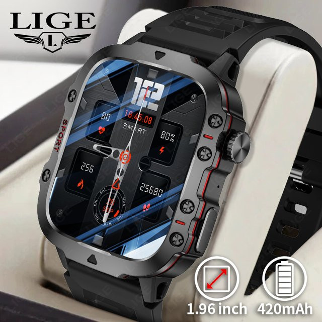 LIGE Smartwatch, Schwarz, Silikon, 3 ATM, Herren - Bild 1
