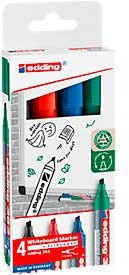 edding Whiteboard Marker 363 Keilspitze, 4er Set, farbsortiert (Rot, Blau, Grün, Schwarz) - Bild 1