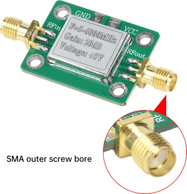 Aideepen RF-Modul Ultra-Breitband-Mittelstufenverstärker 5-6000MHz 20dB mit abgeschirmtem Gehäuse, Grün - Bild 1