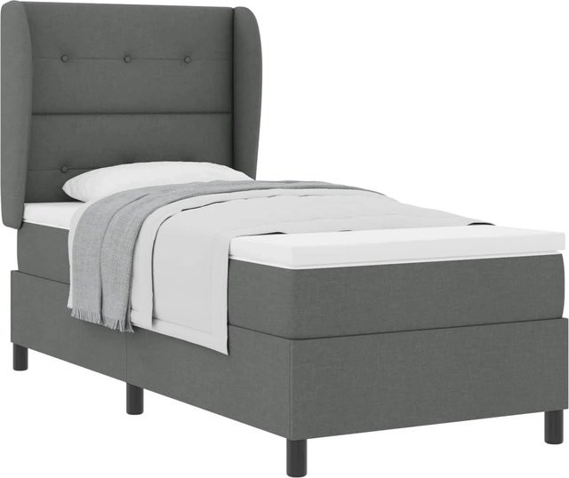 vidaXL Boxspringbett mit Matratze in Dunkelgrau, gepolstert, B/T/H: 80 x 200 cm - Bild 1