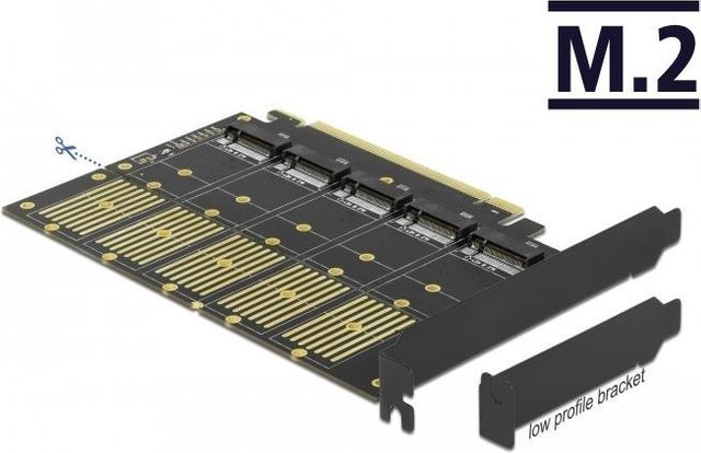 DeLOCK PCI Express x16 Karte zu 5 x internen M.2 Key B / SATA SSD Speicher-Controller, PCIe 3.0 x16, Schwarz (90435) - Bild 2