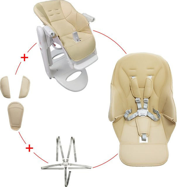 Peg Perego Hochstuhl-Sitzkissen Tatamia mit Geschirr und Schulter-Schritt-Pad in Grau oder Beige - Bild 1