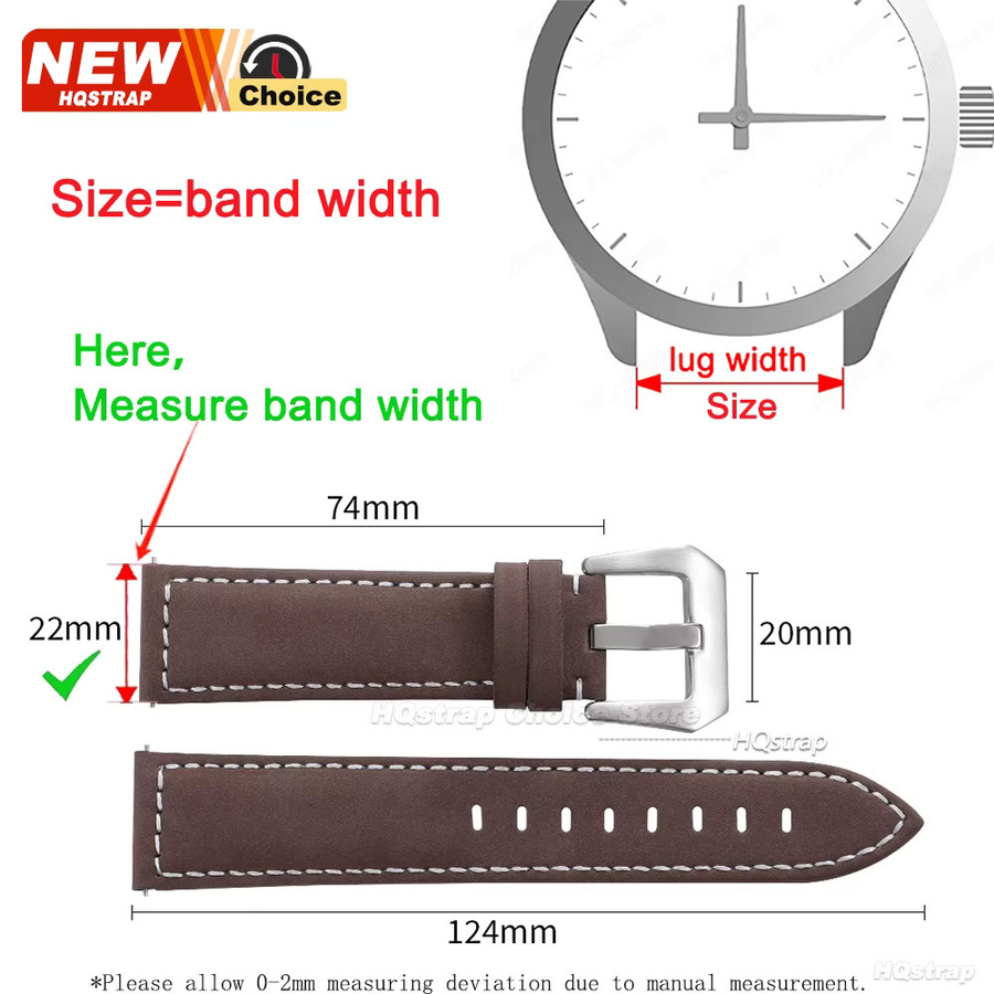 HQstrap Uhrenarmband Leder, matt, Schwarz, Unisex - Bild 3