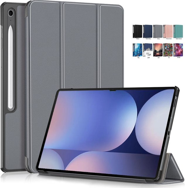 Samsung Galaxy Tab S10 FE Plus Smart Cover Trifold Schutzhülle aus PU Leder in Grün oder Grau - Bild 1