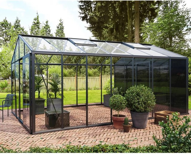 Bloomcabin Gewächshaus Klassik mit integriertem Stauraum, Schwarz, Sicherheitsglas und Aluminium, B/T/H: 309 x 16,53 x 309 cm - Bild 1