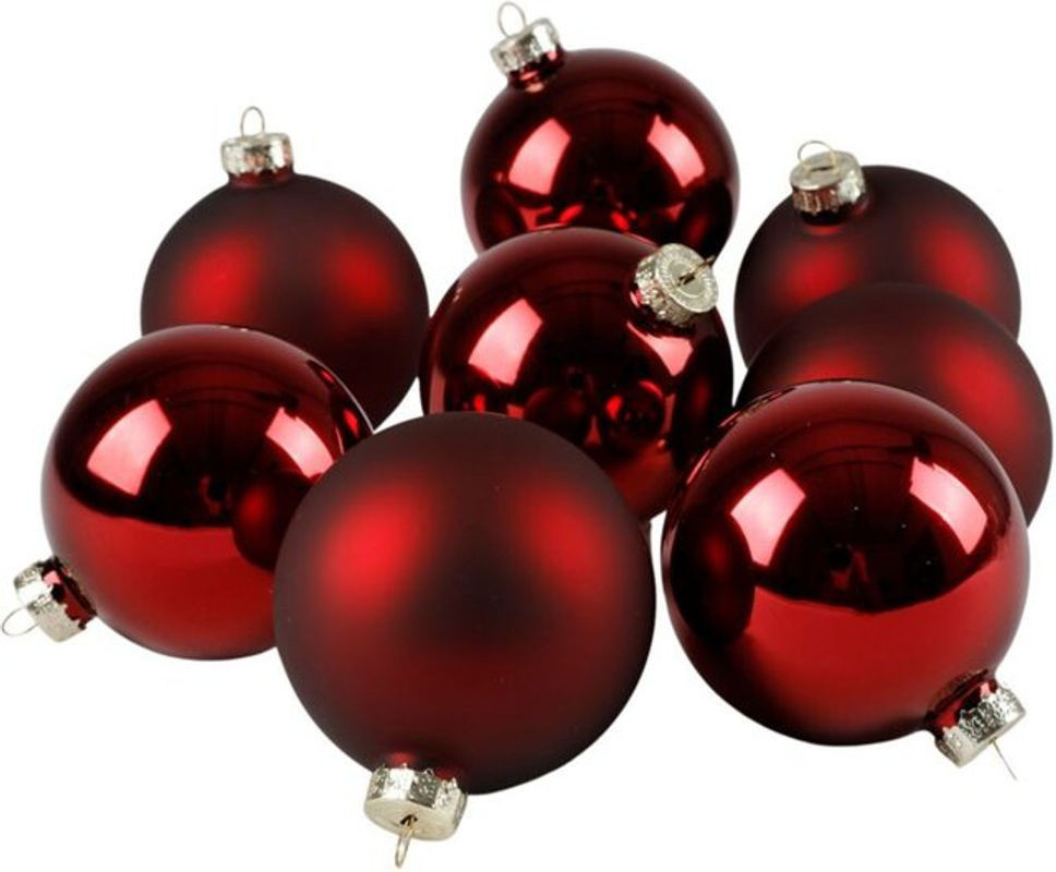 Buri Weihnachtsbaumkugeln aus Glas in Rot, 12er-Set mit 6 cm Durchmesser als Hängeornament für deine Weihnachtsdeko - Bild 1