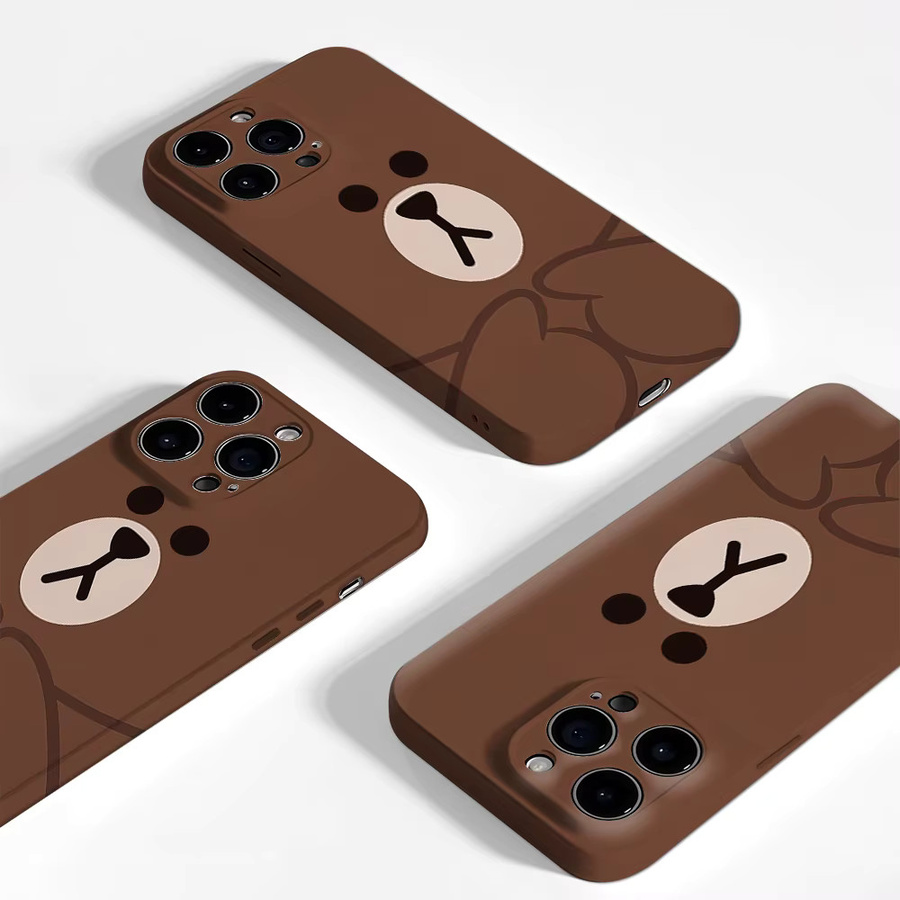 Potdemiel Handyhülle mit Braunbär-Motiv für iPhone 18 17 16 15 14 13 12 Pro Max Plus, Doppelschichtige Rückabdeckung, Farbe: Braun - Bild 2