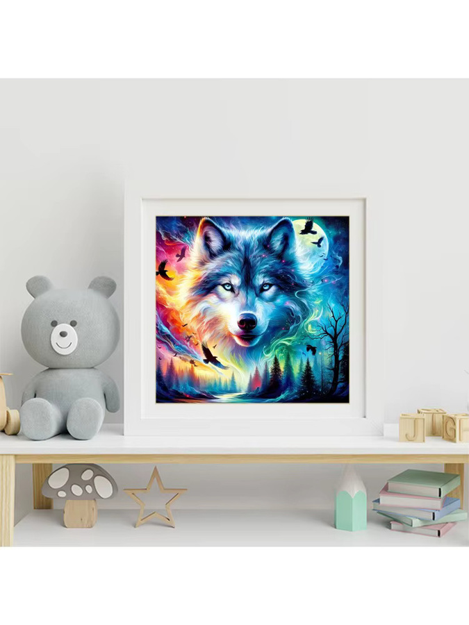 EverShine DIY Diamant-Stickerei Set mit Tier-Motiv Wolf und Adler, Vollquadrat-Diamant-Mosaik Wandkunst in Multicolour, 20 x 20 cm - Bild 3