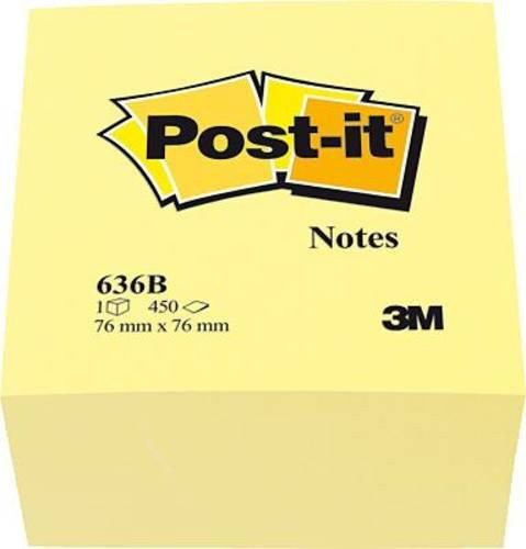 Post-it Haftnotizwürfel Gelb und Mehrfarbig, 450 Blatt, Breite: 7,6 cm, Höhe: 7,6 cm - Bild 1