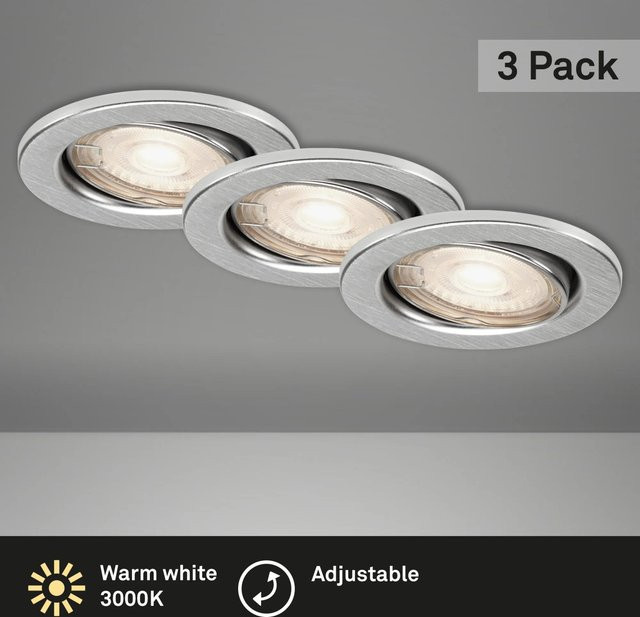 Briloner LED-Einbaustrahler rund aus Aluminium in Silber mit warmweißem Licht und GU10 Fassung - Bild 1