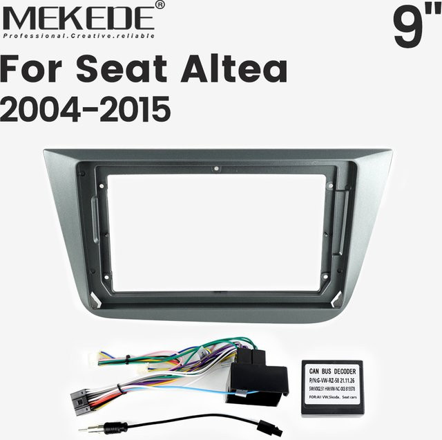 MEKEDE Multimedia-Radio-Rahmenkit für Seat Altea 2004–2015, 9-Zoll-Armaturenbrett-Einbaurahmen Komplettset mit Canbus-Panel und Kabeln in Grau - Bild 1