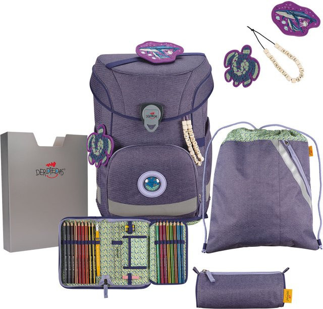 DerDieDas ErgoFlex EASY Exklusiv ECO Schulrucksack-Set 5-teilig aus Bananenfasern in Lila von My Planet - Bild 1