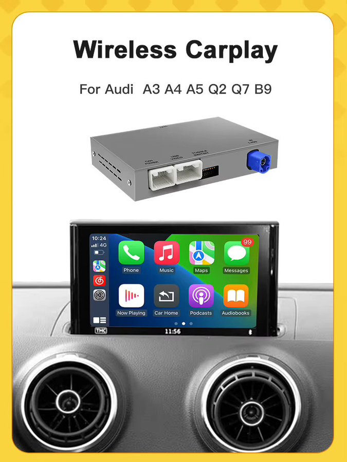 REEIIO Drahtloser CarPlay und Android Auto Adapter für Audi A3 8v (2013-2018) mit Mirror Link, AirPlay, Bluetooth, GPS Navigation und Kamera-Unterstützung in Grau - Bild 7
