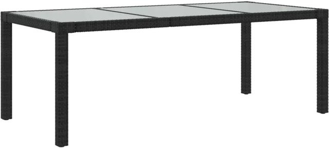 Furnicato Gartentisch aus Poly Rattan und gehärtetem Glas in Schwarz, B/T/H: 190 x 90 x 75 cm - Bild 1