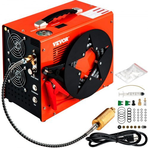 VEVOR PCP Luftkompressor für Tauchen, 350W, 4500 Psi Hochdruck-Kompressor mit 1,5 l Tank, 2700 RPM, inklusive 8 mm Schnellverbinder und integriertem Kühlventilator, Rot - Bild 1
