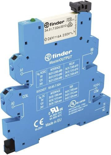 Finder Koppelrelais 39.51.0.024.0060 in Blau, 24 V/DC und 24 V/AC, 6A, 1 Schließer, Tray - Bild 1