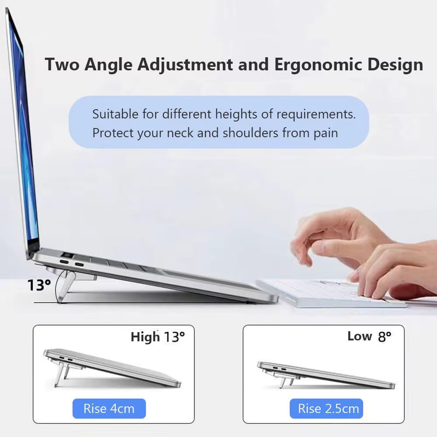 2/4er Set Faltbarer Laptop Stand Schwarz, Verstellbarer Notebook Riser zur Kühlung, Universelle Halterung für Laptop und Tablet - Bild 4