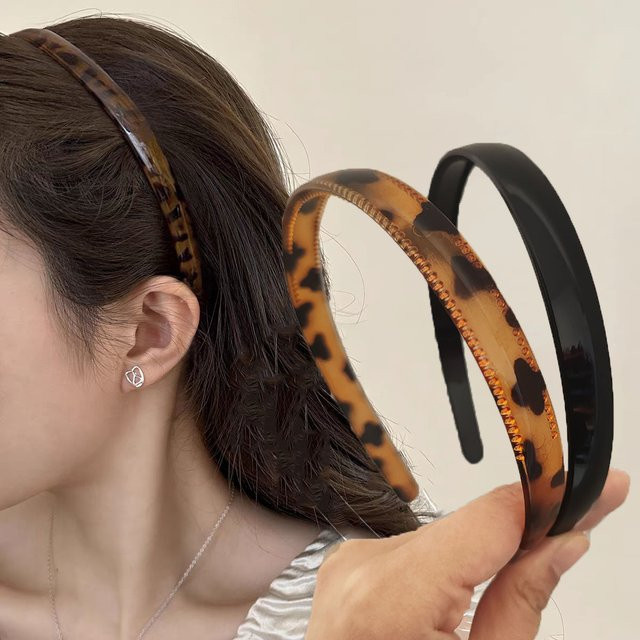 HugesGirl Stirnbänder, Leopard, Schwarz, 1,5 cm Breite, Damen, Mädchen - Bild 1