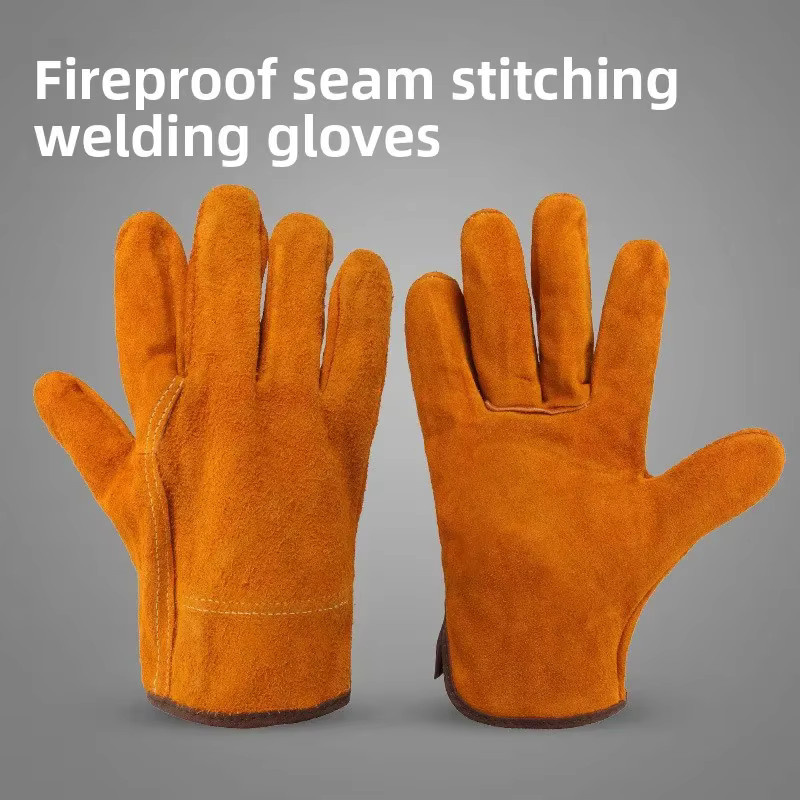 Hitzebeständige und flammhemmende Schweißhandschuhe aus Rindsleder in Orange - Bild 4