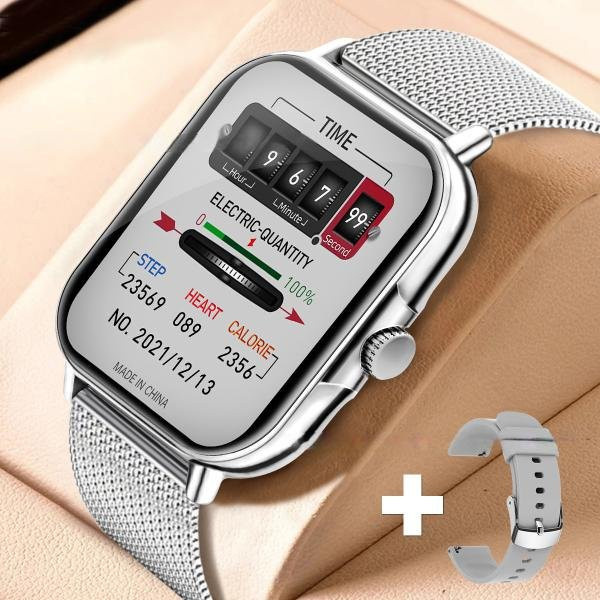 Wula Mall Smartwatch mit Bluetooth-Anruffunktion für Herren und Damen, Silber, IP67 wasserdicht, Fitness Tracker mit Herzfrequenzmessung - Bild 1