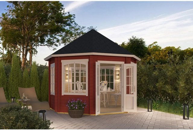Lasita Maja Pavillion Jamaica Schwedenrot aus Holz, Farbe: Rot, B/T: 347 x 347 cm - Bild 1