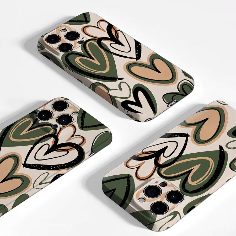 Potdemiel Robuste Handyhülle mit Pinselstrich-Herz Design für iPhone 17 16 15 14 13 Pro Max Plus, Mehrfarbig - Bild 3