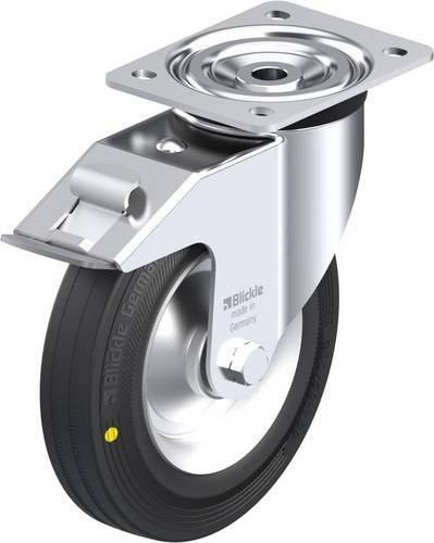 Blickle Lenkrolle 39313 L-V 202R-FI-EL mit Feststeller, Rad-Durchmesser: 200 mm, Tragfähigkeit: 205 kg, Farbe: Silber/Schwarz - Bild 1