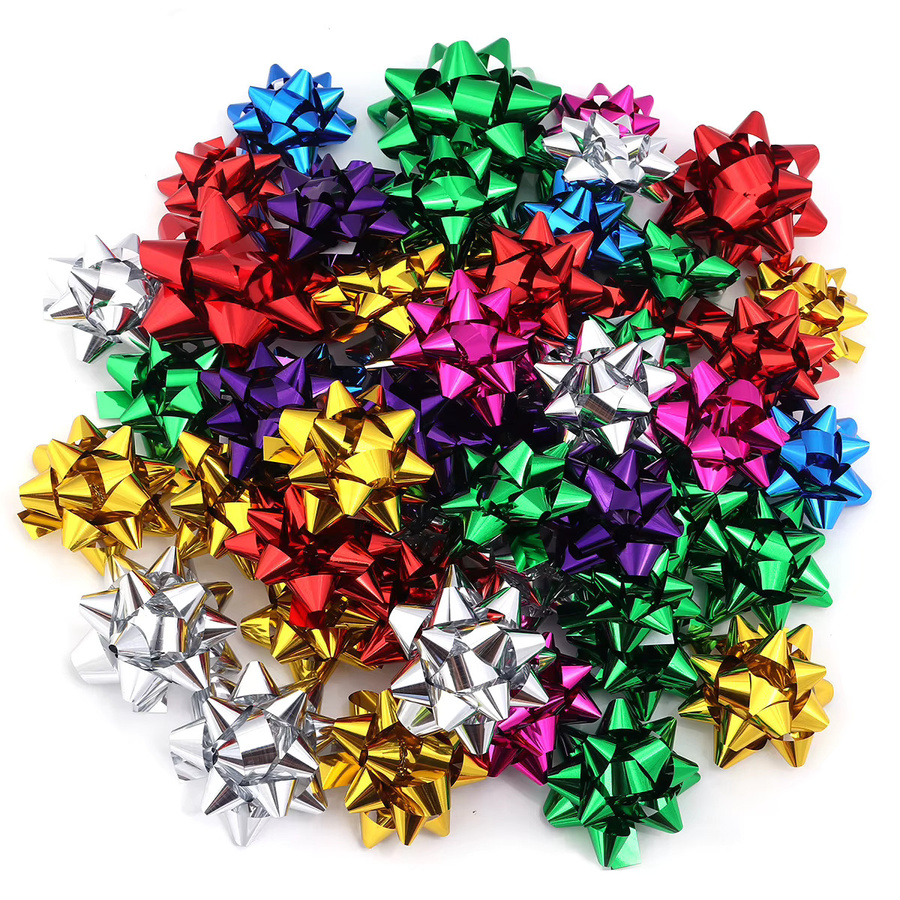 Mehrfarbige Sternschleifen aus Kunststoff für Geschenkverpackungen, Weihnachten, Partys und Hochzeiten, 10–20 Stück pro Set - Bild 6