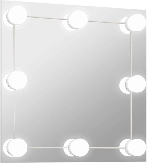 vidaXL Wandspiegel mit LED-Beleuchtung in Silber und Weiß, quadratisch aus Glas - Bild 1