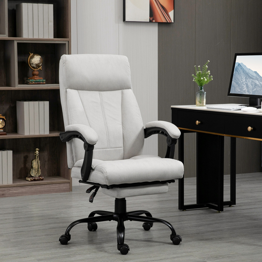 Vinsetto Ergonomischer Chefsessel mit Massagefunktion und höhenverstellbarer Fußstütze, Hellgrauer Bürostuhl für Büro und Homeoffice - Bild 2