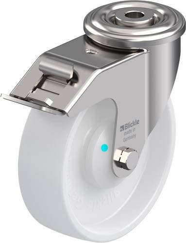 Blickle LEXR-PO 125KAD-FI Lenkrolle mit Feststeller aus Edelstahl und Kunststoff in Weiß, Rad-Durchmesser: 125 mm, Tragfähigkeit: 150 kg - Bild 1