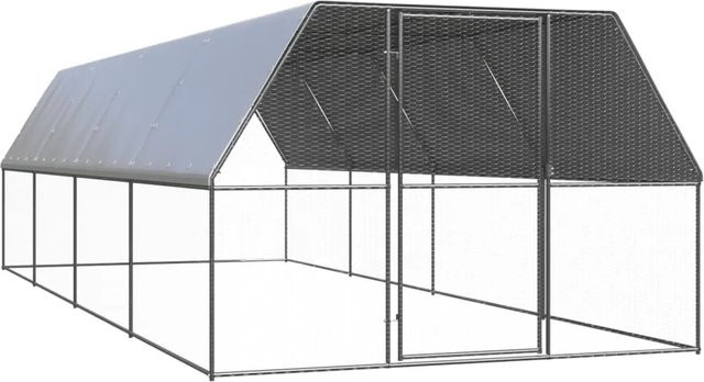 vidaXL Outdoor-Hühnerkäfig aus verzinktem Stahl in Silbergrau, B/T/H: 8 x 3 x 2 m - Bild 1