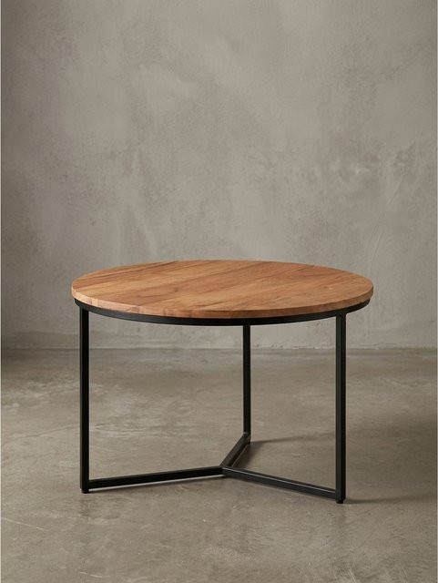 KADIMA DESIGN Couchtisch aus Akazienholz in Braun mit robustem Eisengestell, B/T/H: 60 x 38 x 60 cm - Bild 1