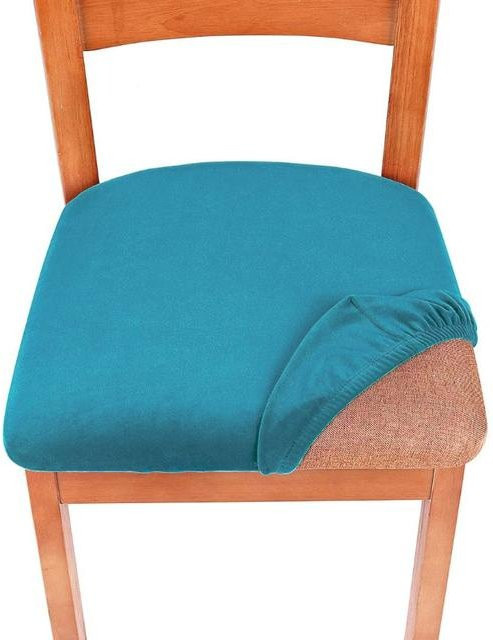 YZFZP Stretch-Samt Stuhlbezug für Esszimmerstühle in Blau und Türkis - Bild 1